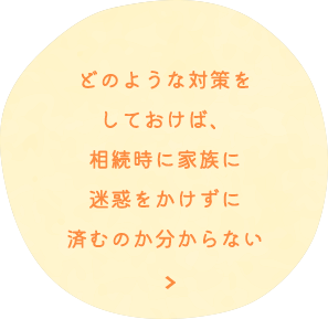どのような対策をしておけば、相続時に家族に迷惑をかけずに 済むのか分からない